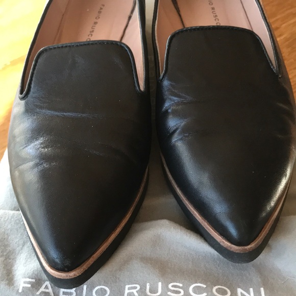 Fabio Rusconi black leather slip-on loafers w/box - Picture 3 of 7